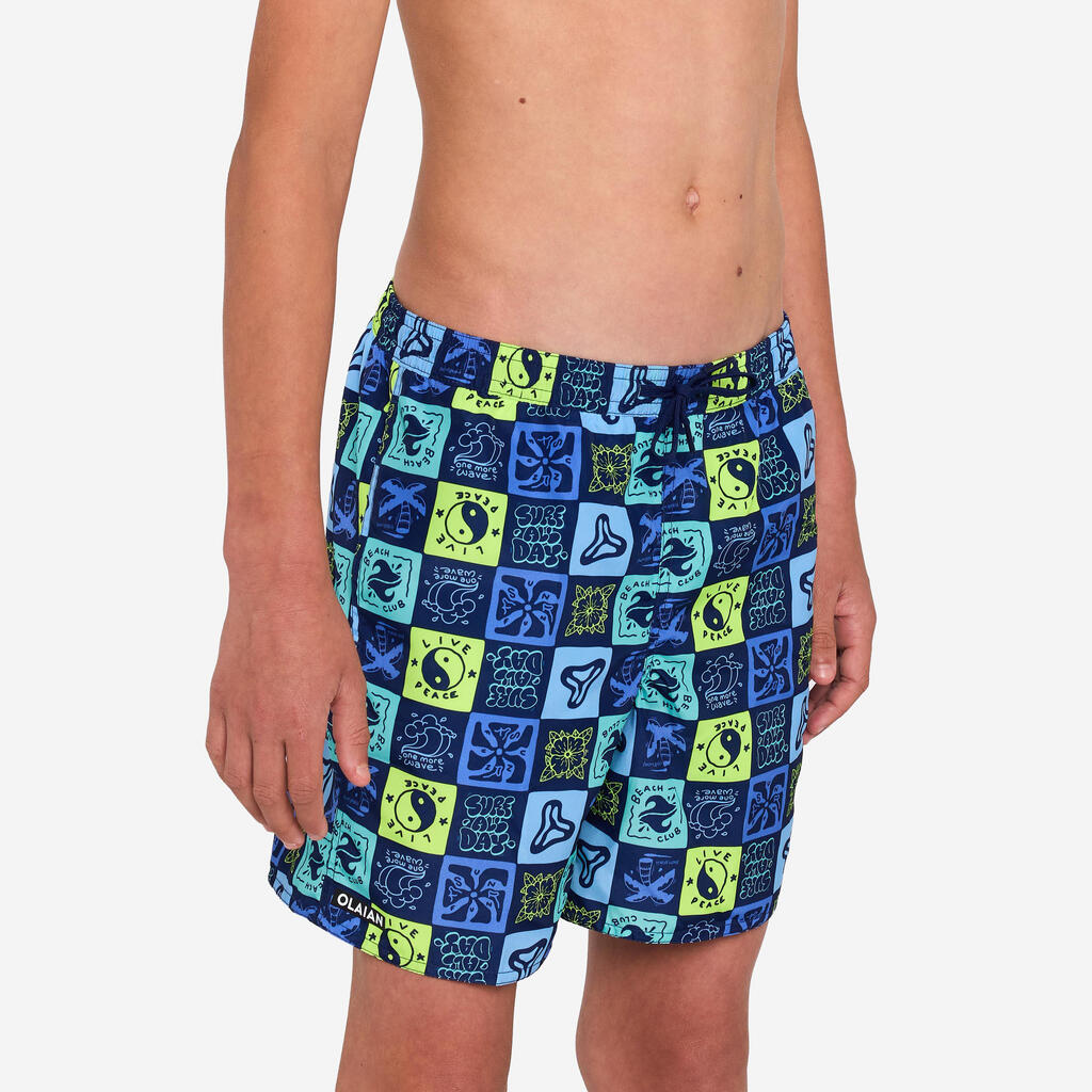Boardshorts Surfen Jungen mit Taschen 100 Surfallday mehrfarbig