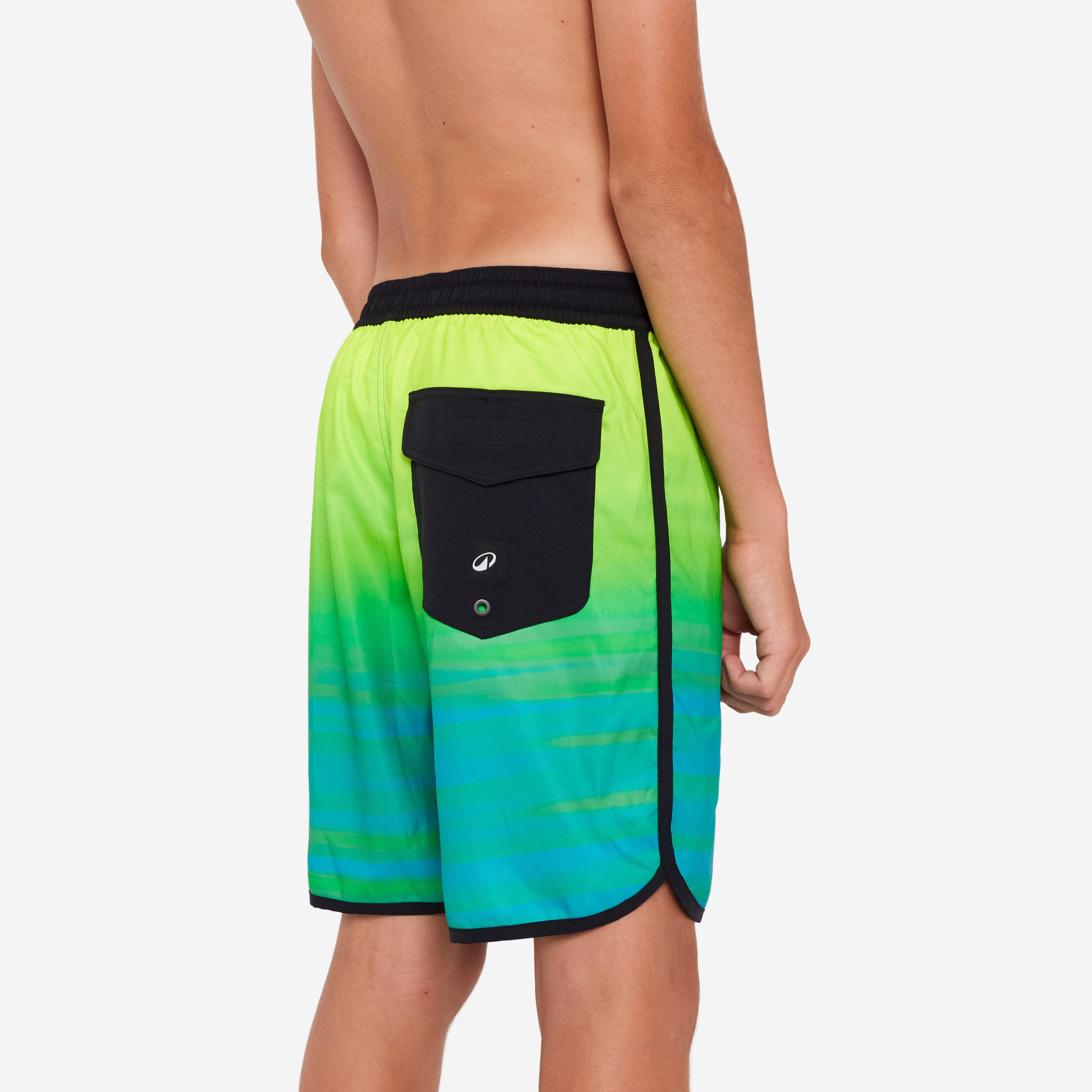 DECATHLON Chlapčenské boardové šortky 500 Offshore, zeleno-modré 12-13 r (151-160 cm) · záber 6