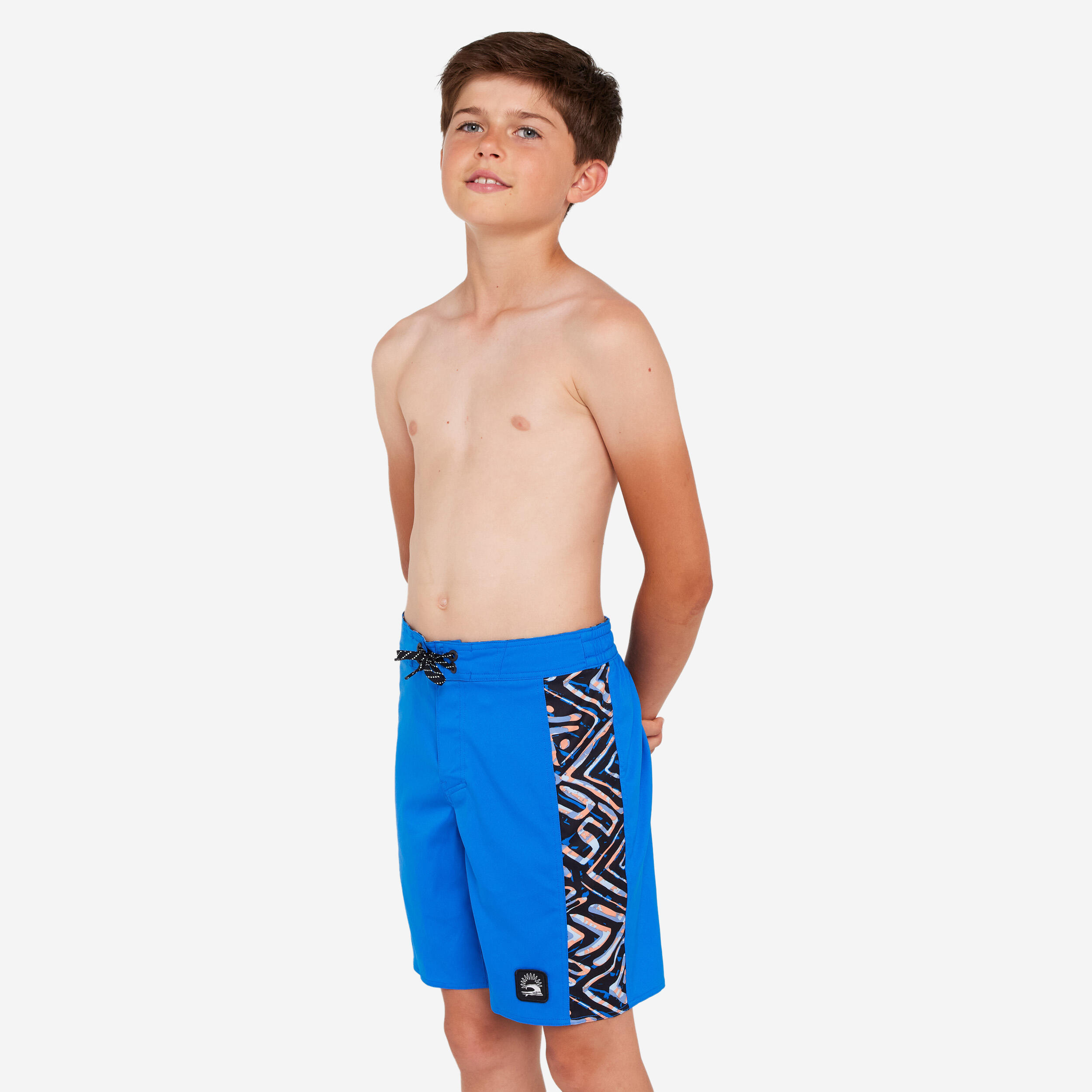 DECATHLON Chlapčenské boardové šortky 900 Band modré 8-9 r (131-140 cm) · záber 9