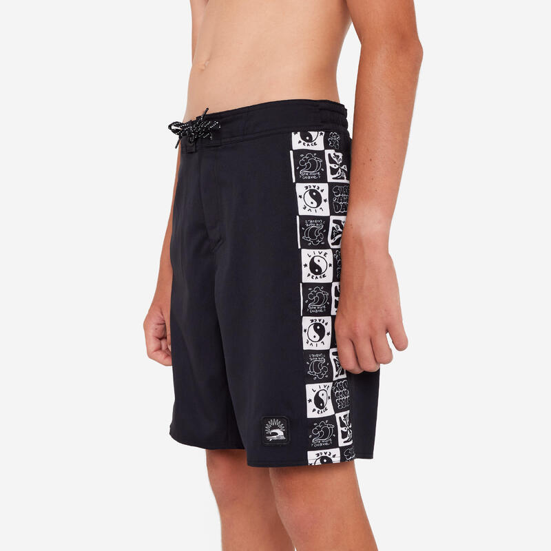 Çocuk Uzun Deniz Şortu/Boardshort - Siyah - 900