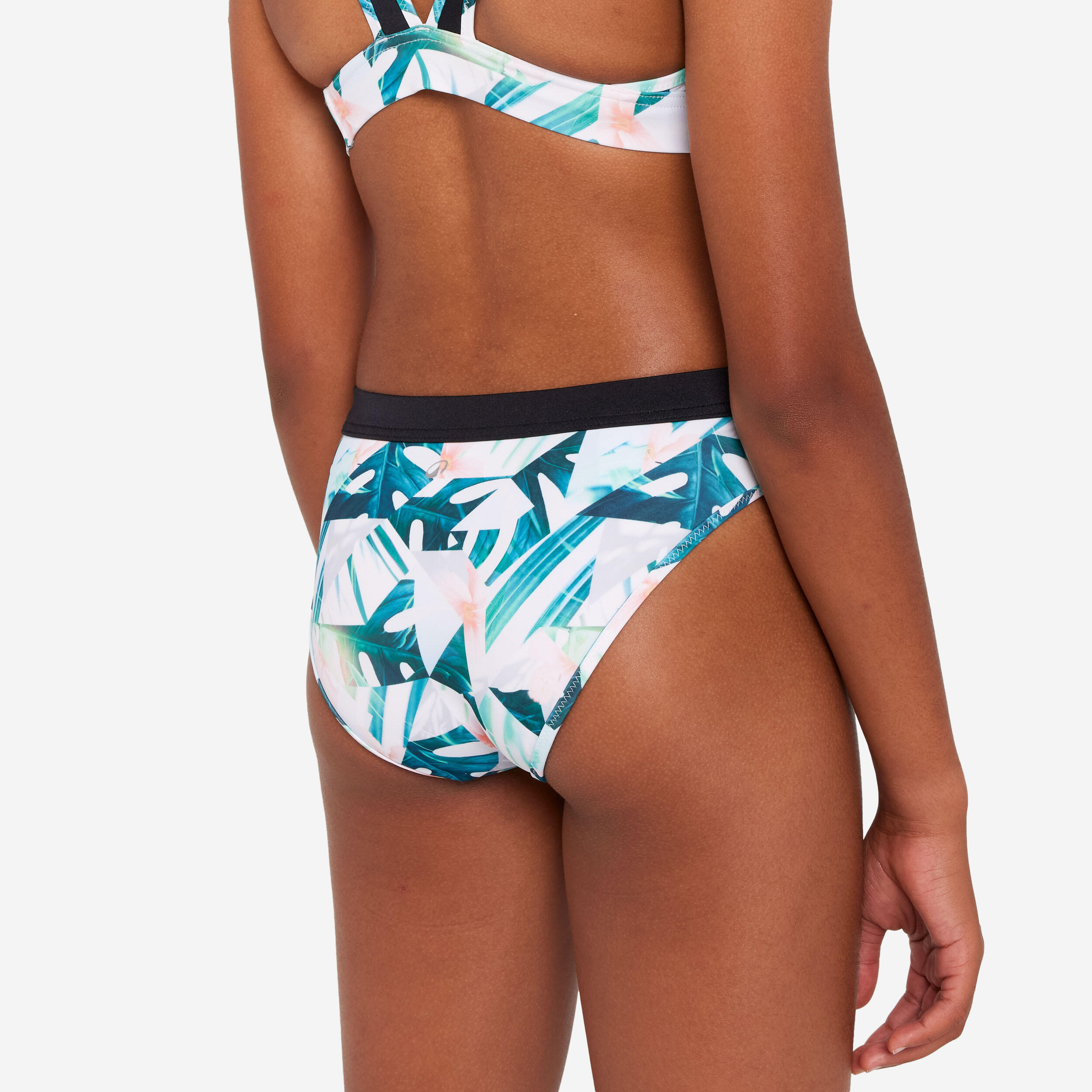 Girls’ surfing floral swimsuit bottoms - 900 Buddy pink black 4/6