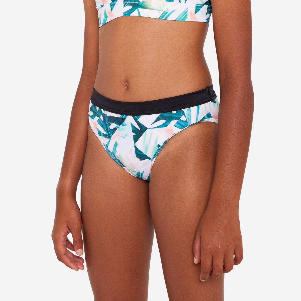 Girls’ surfing floral swimsuit bottoms - 900 Buddy pink black