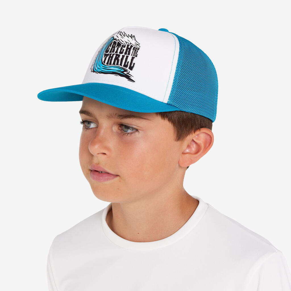 Casquette trucker surf Junior - Catch thrill bleue et blanche