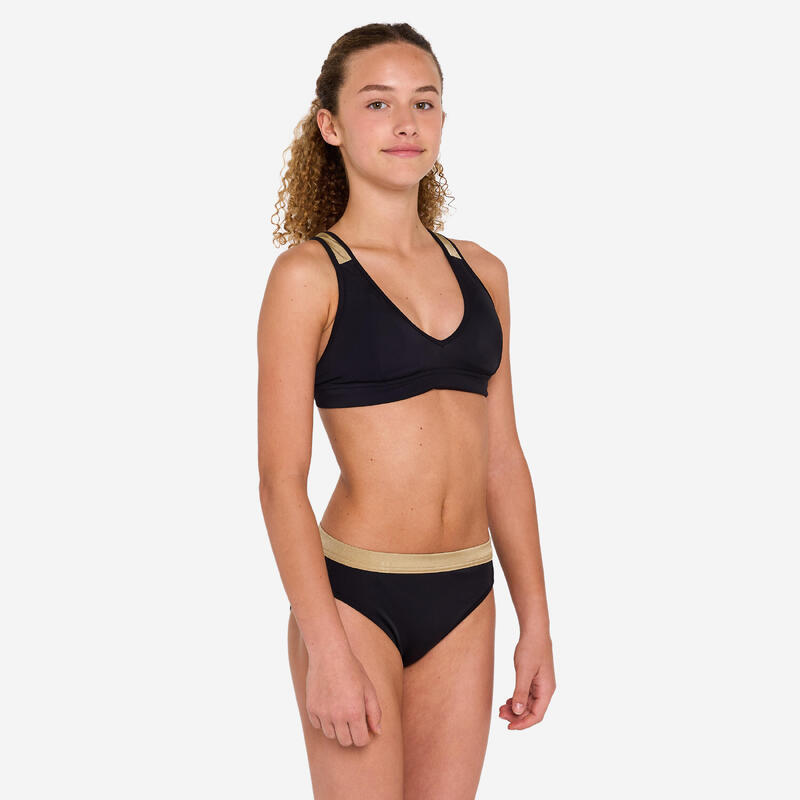 Slip de baie surf 900 Buddy Negru și auriu Fete