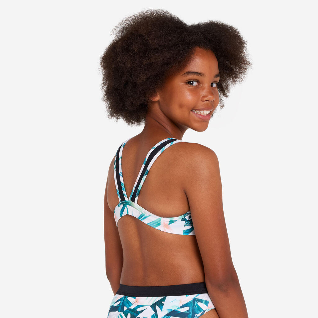 Girl’s triangle surf swimsuit top floral - Lily white
