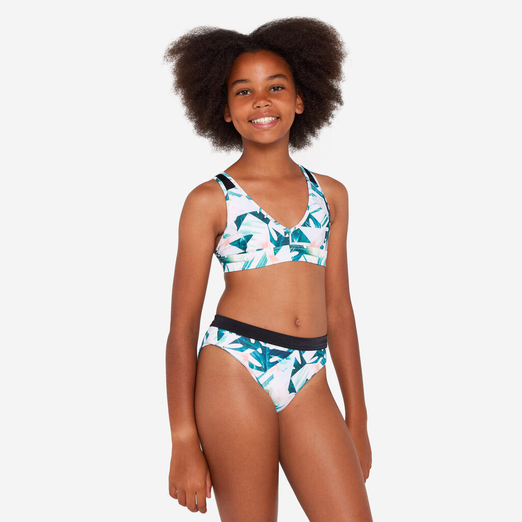 Girl’s triangle surf swimsuit top floral - Lily white