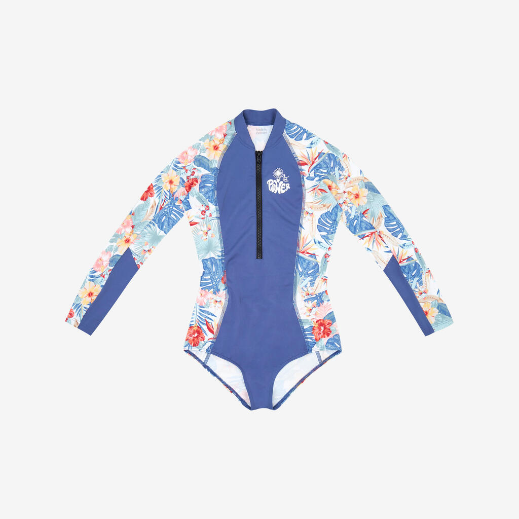TRAJE DE BAÑO SURF 500 LUCY NIÑA MANGA LARGA CIERRE FRONTAL