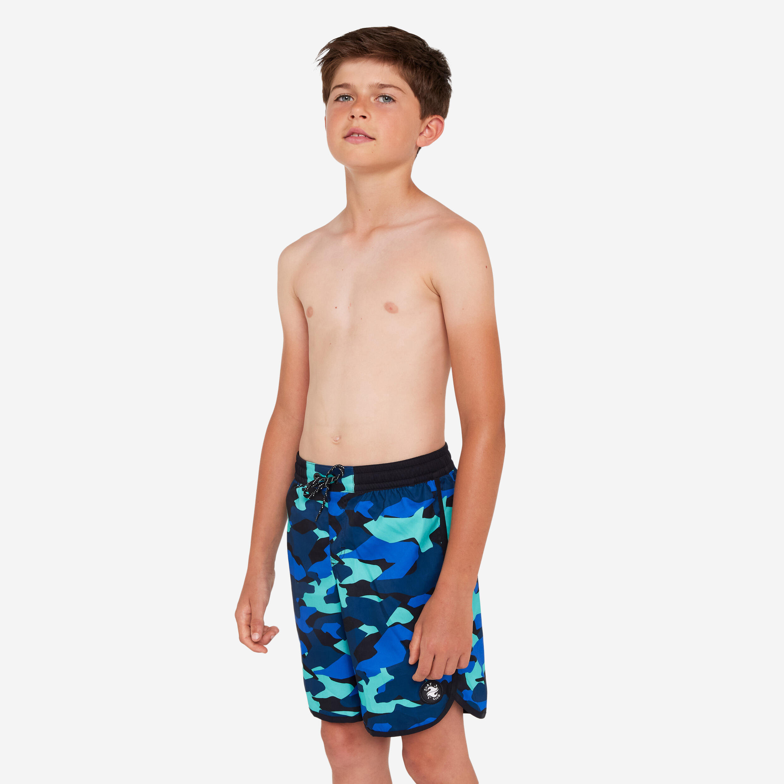 SWIMMING SHORTS 500 - BLUE/CAMO