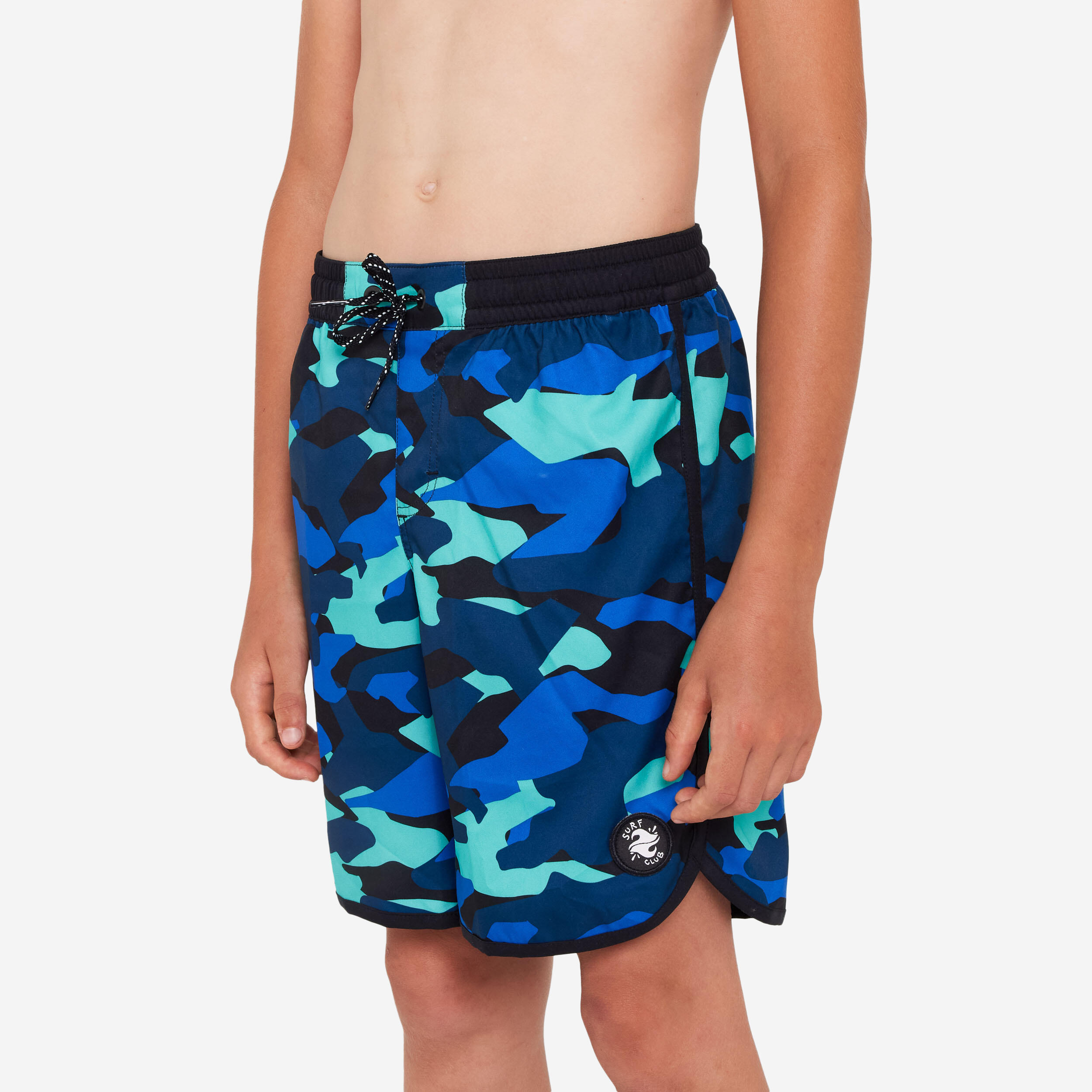Costume mare ragazzo 500 GEOMETRIC CAMO lungo blu 3/6