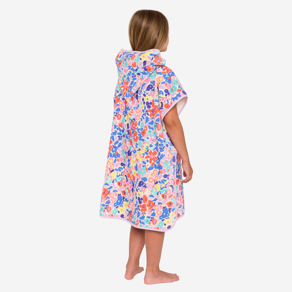 Kids’ Surf Poncho 110 to 135 cm - 500 Daisy multi-colour