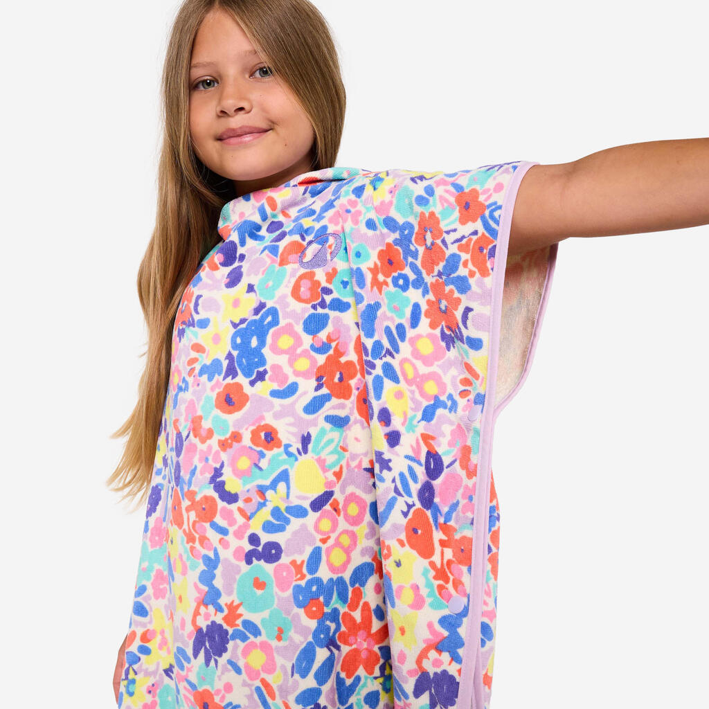 Kids’ Surf Poncho 110 to 135 cm - 500 Daisy multi-colour