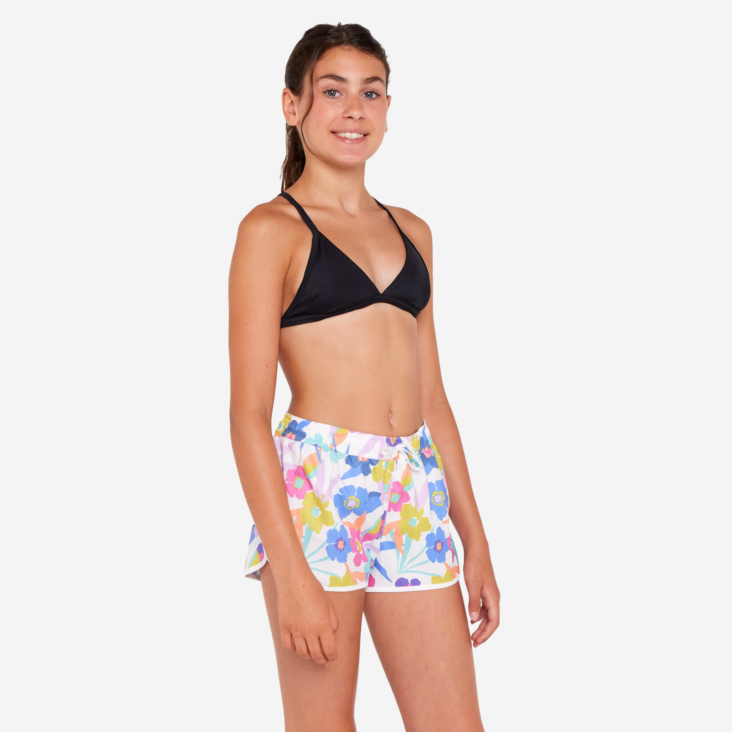 Girls’ surfing swim shorts - Katy azalea white