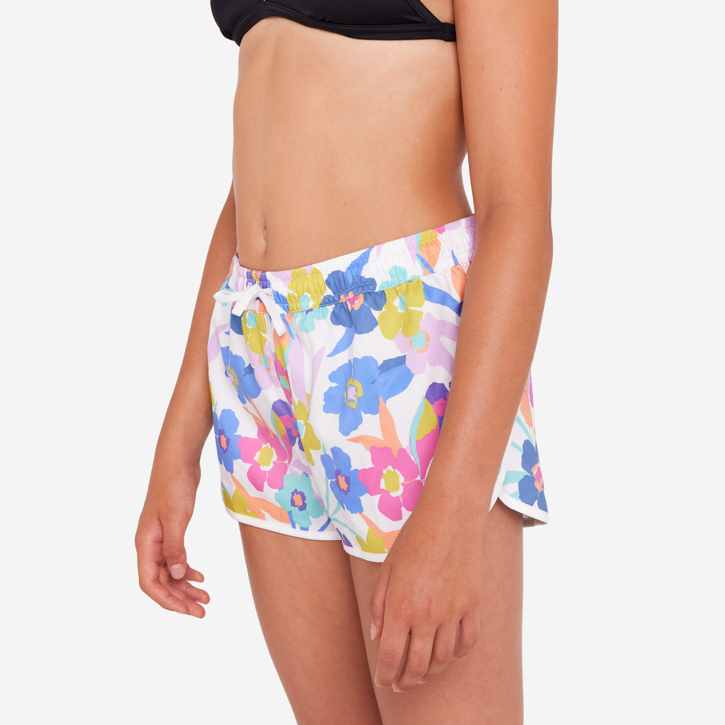 Girls’ surfing swim shorts - Katy azalea white