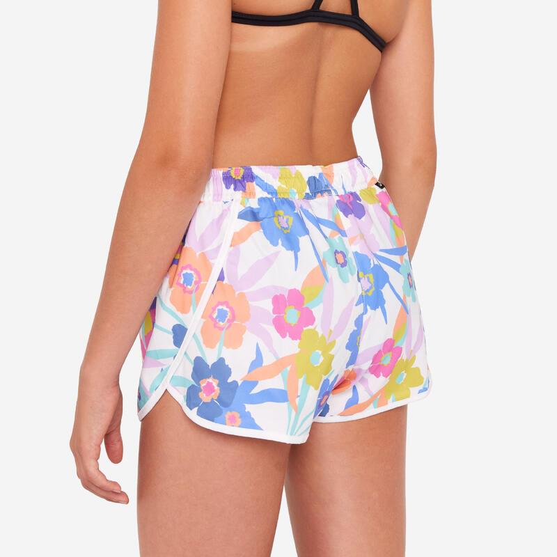 Boardshorts Surfen Mädchen Katy Azalea weiss