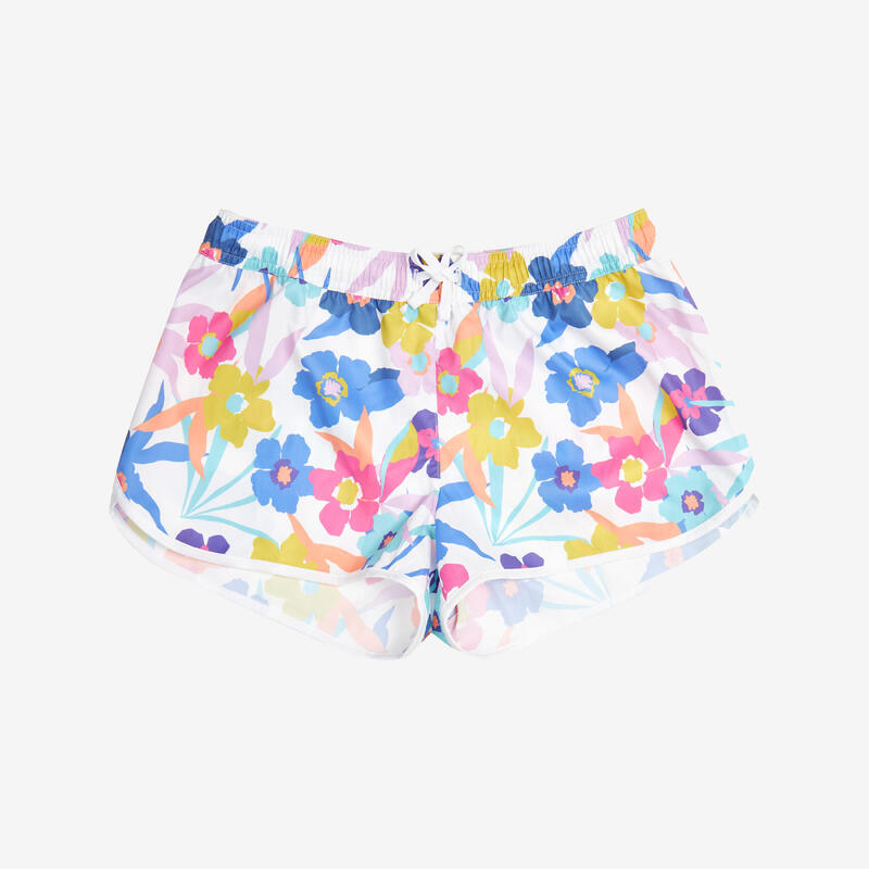 Boardshorts Surfen Mädchen Katy Azalea weiss