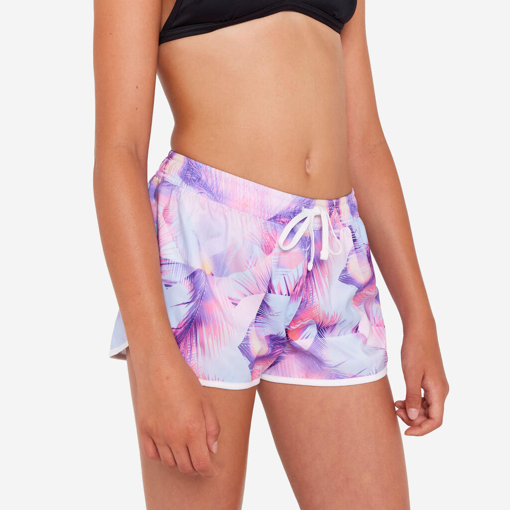 Girls’ surfing swim shorts - Katy posy pink