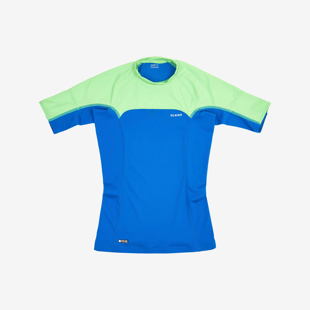 T-shirt anti uv manches courtes Garçon - 500 vert et bleu