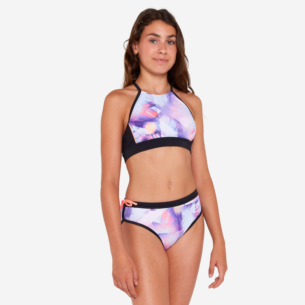 Bas de maillot de bain à cordon surf Fille - Mas posy rose