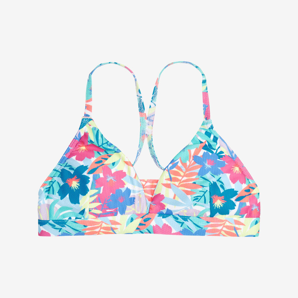 Girl’s surf swimsuit top - Lizy cobe blue and white
