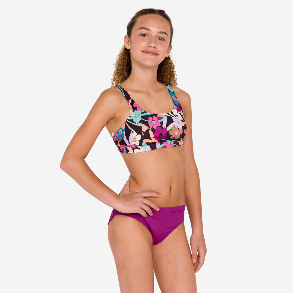 Góra kostiumu kąpielowego surfingowego dla dzieci Olaian 500 Nora Azalea