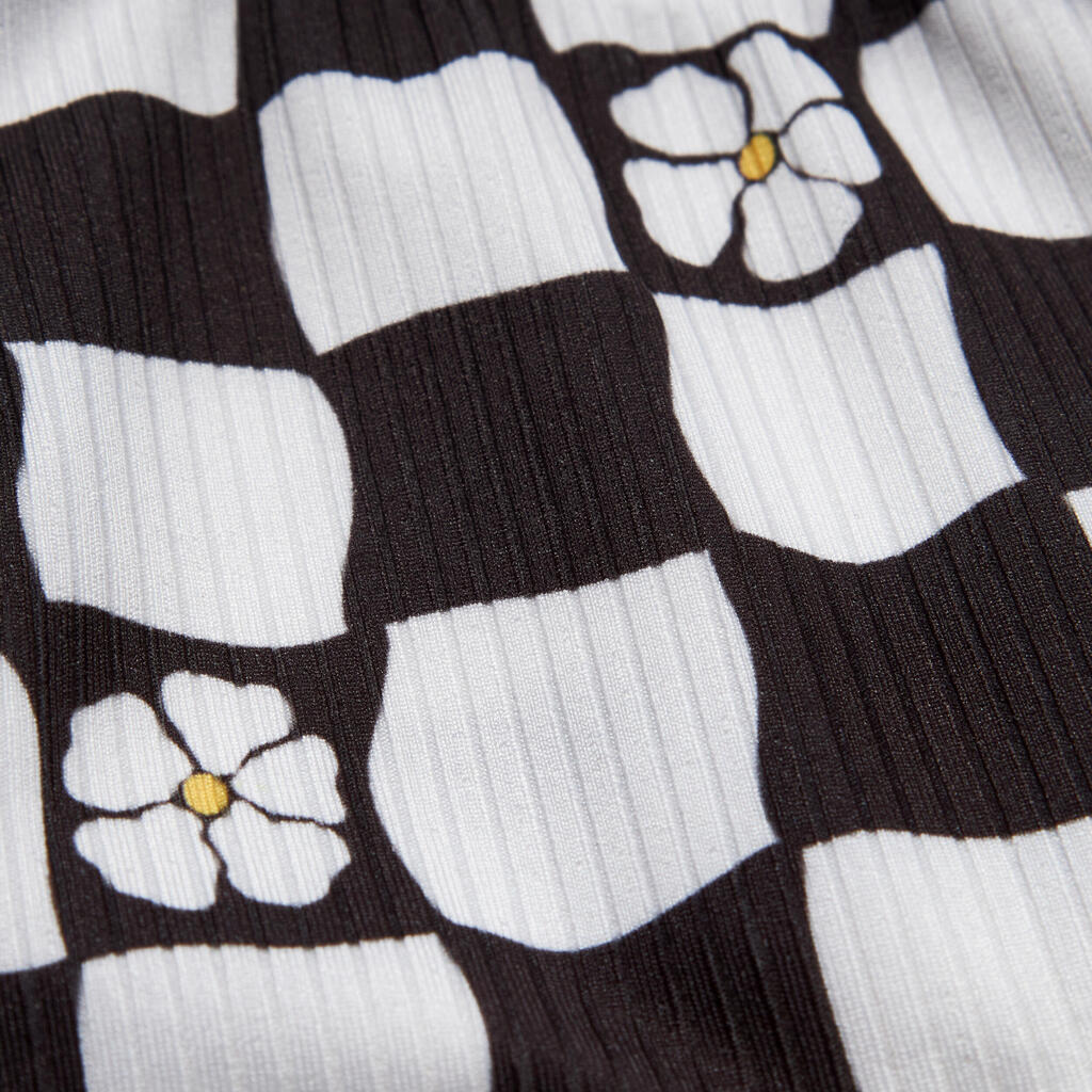 Gornji deo kupaćeg 500 Nora sa podesivim bretelama za devojčice - crno/beli