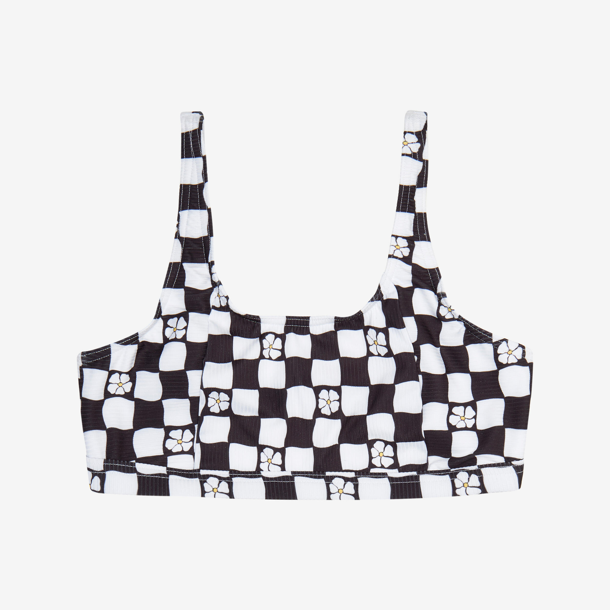 Haut de maillot de bain brassière réglable fille - noir et blanc - OLAIAN