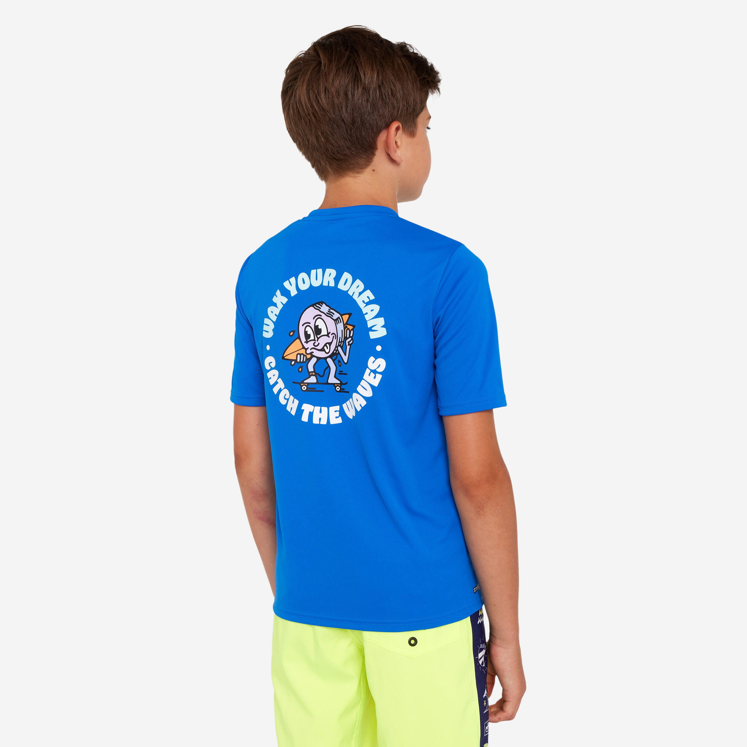 Kids’ surfing short sleeve UV-protection t-shirt - Wax blue 3/3