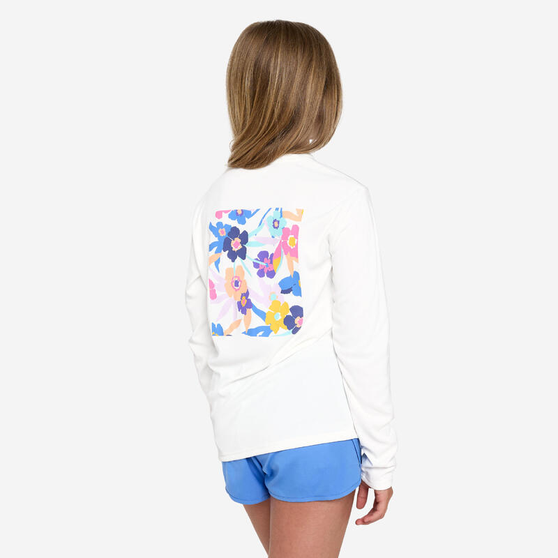 UV-Schutz-T-Shirt mit langen Ärmeln für Kinder – Surf 100 Simple Weiss