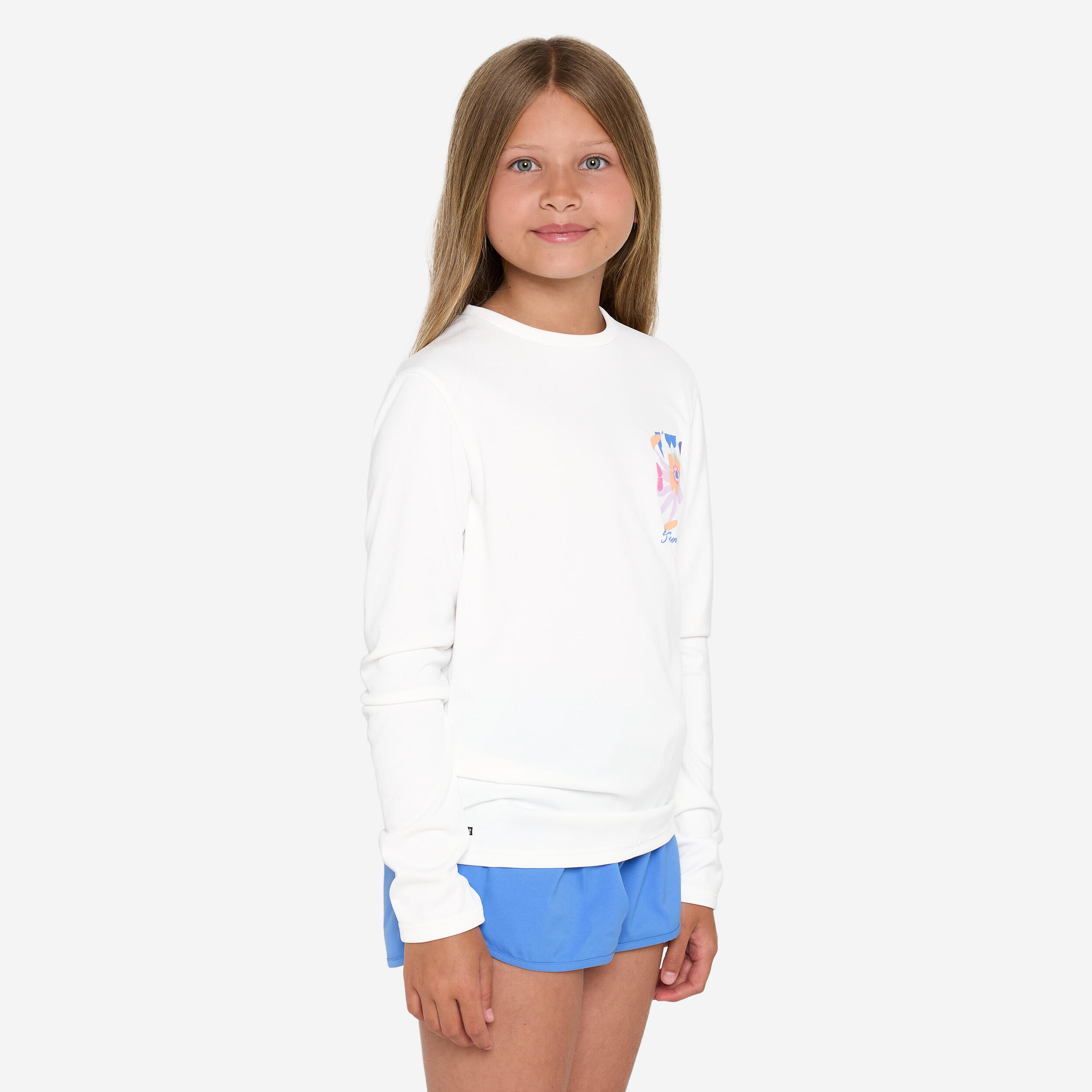 Camiseta protección solar niños manga larga UPF 50+ Top 100  blanco 2/6