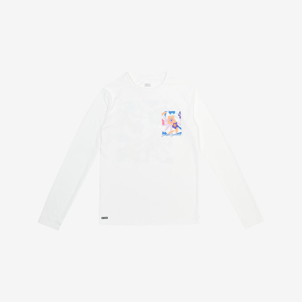 UV-Shirt Surfen Kinder langarm 100 Quiver weiß