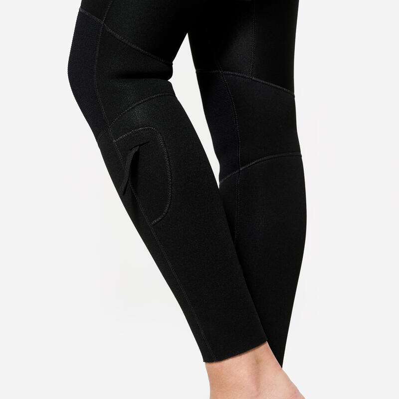 Combinezon surf 500 3/2 Fermoar spate Negru și albastru Damă