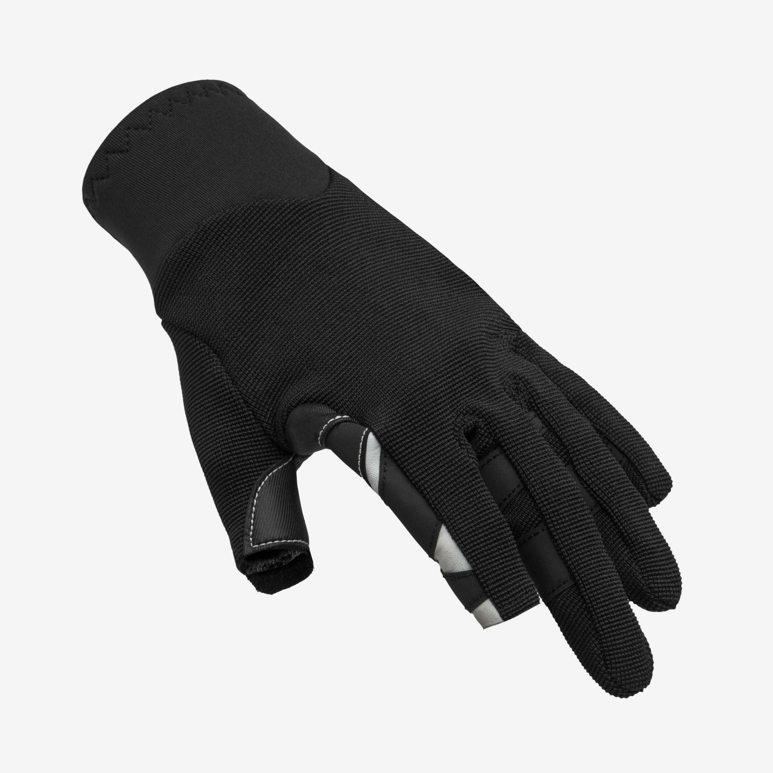 TRIBORD Segelhandschuhe Damen/Herren zwei Finger geschnitten 900 schwarz