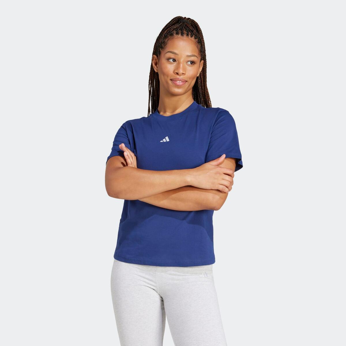 T-shirt de fitness en coton femme, bleu