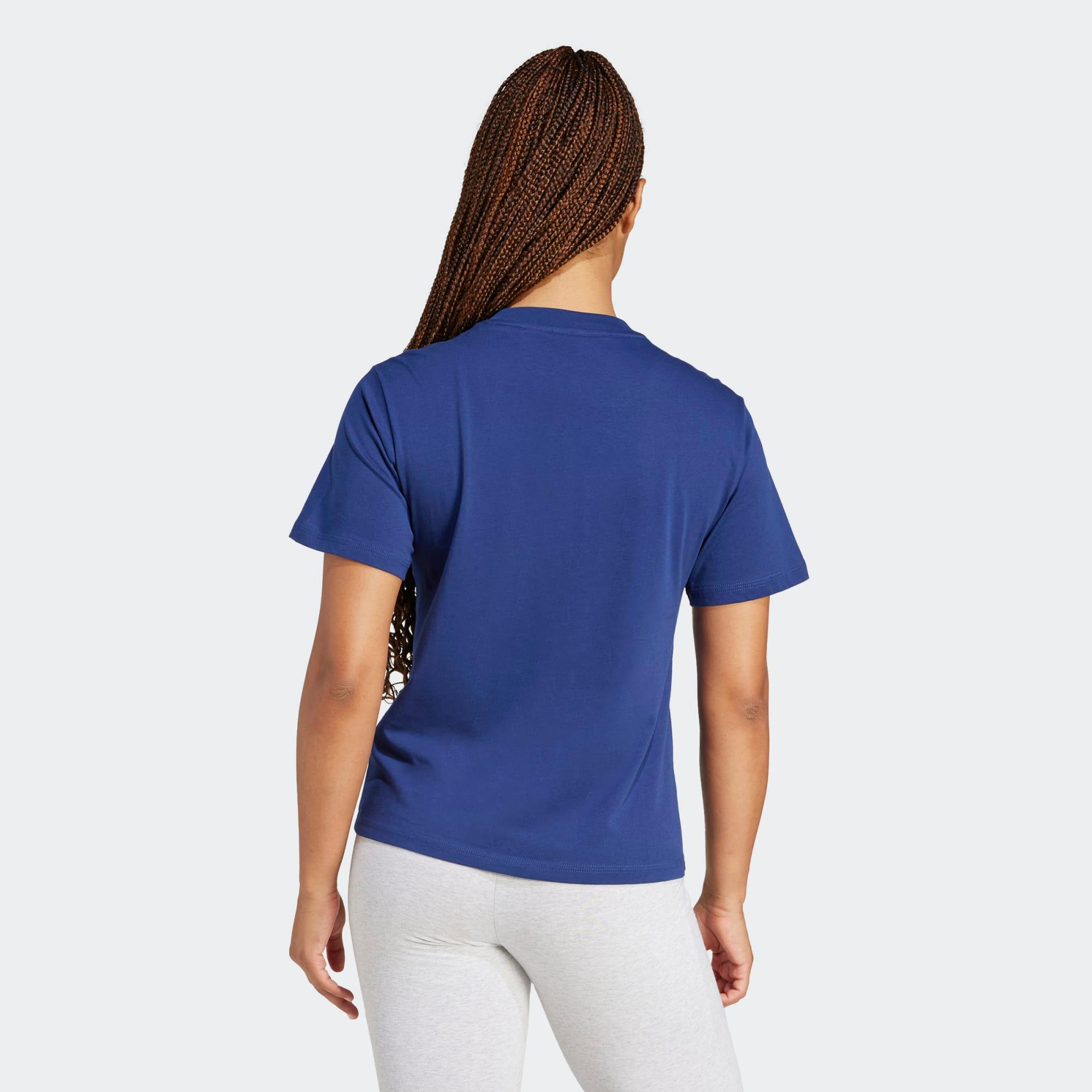 Fitness-T-Shirt aus Baumwolle Damen, blau 3/5