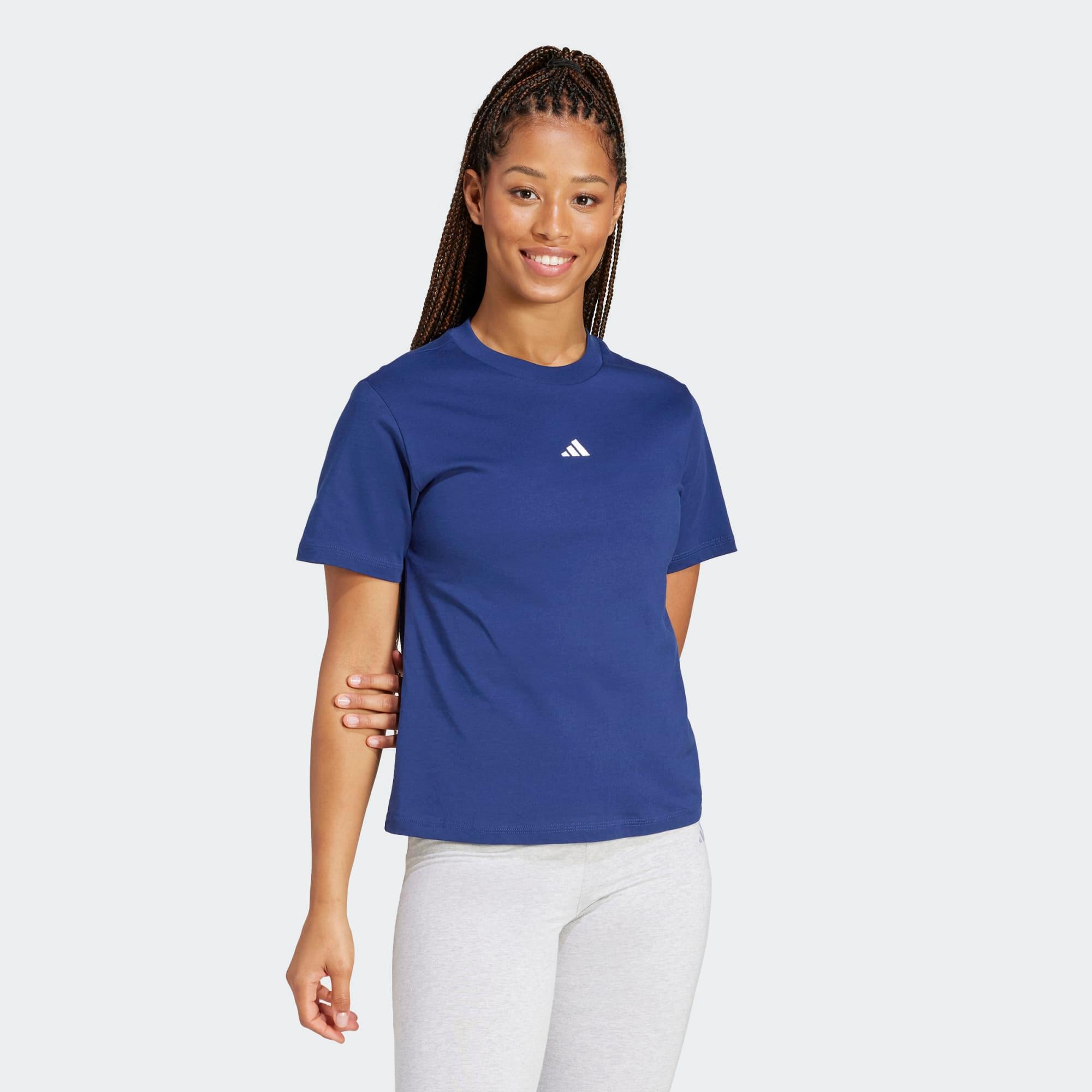 Fitness-T-Shirt aus Baumwolle Damen, blau 2/5