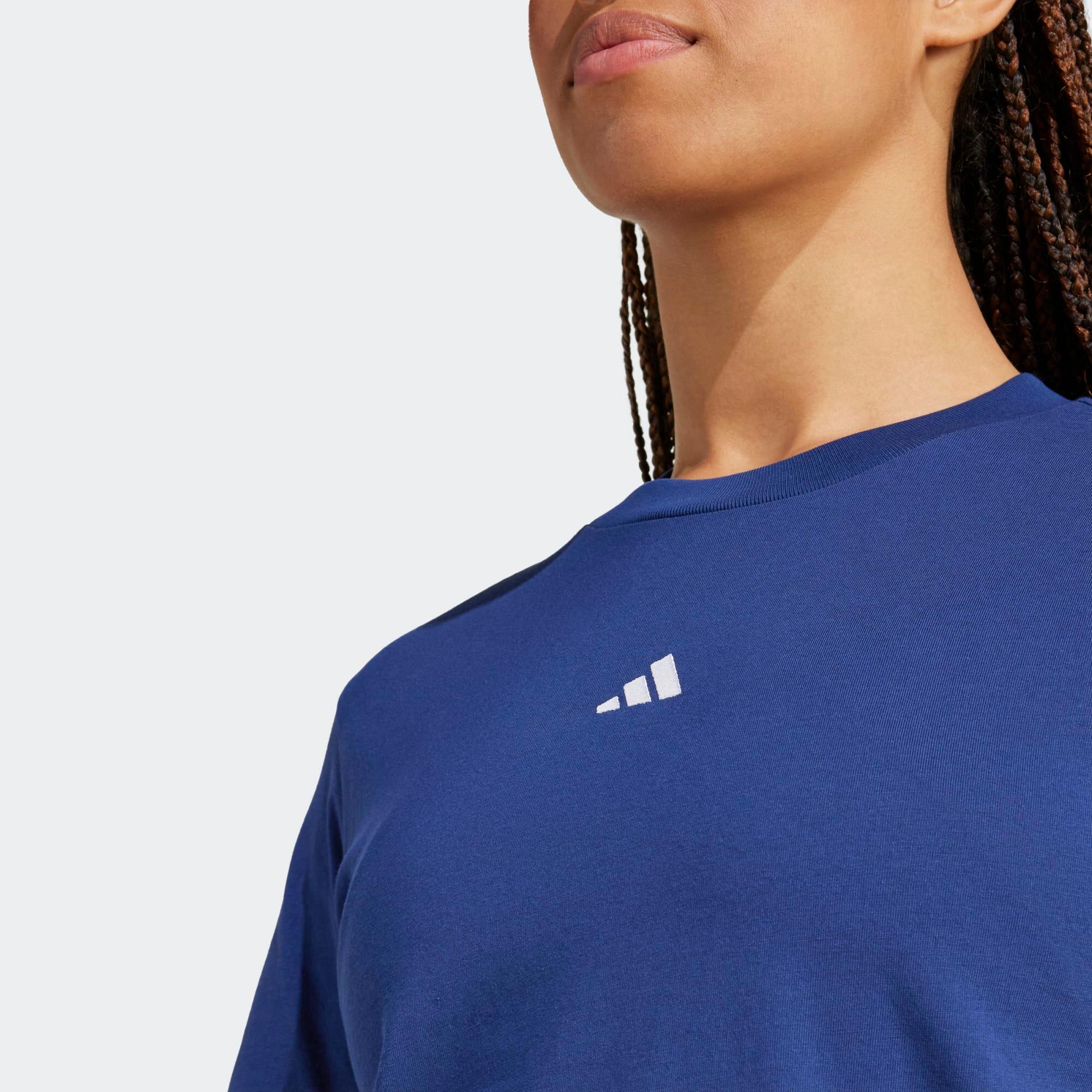 Fitness-T-Shirt aus Baumwolle Damen, blau 4/5