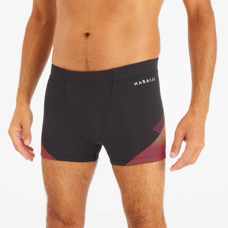 Men’s swimming boxer - 500 Fiti black tria red