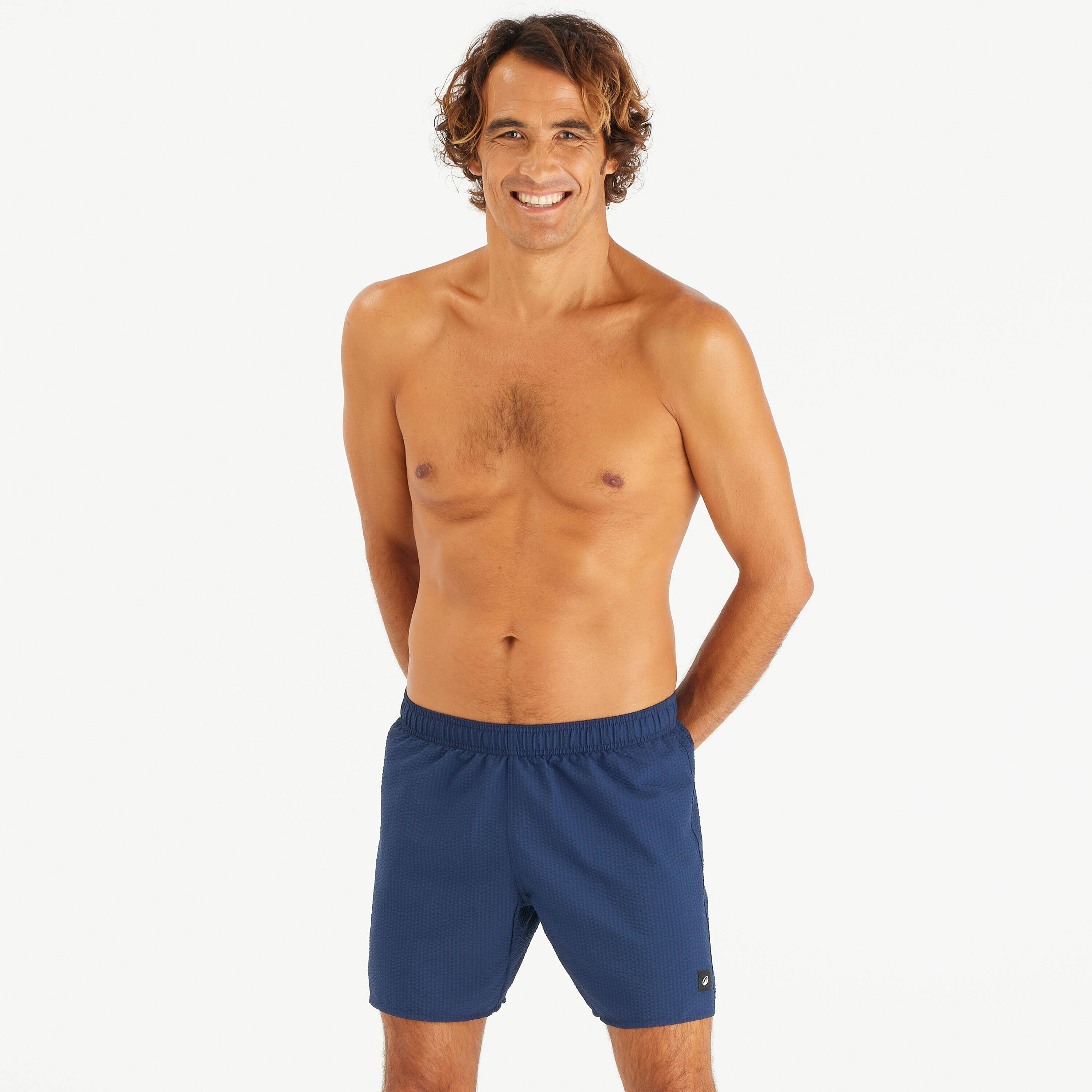 Men’s swimming shorts - 100 textured navy -  2