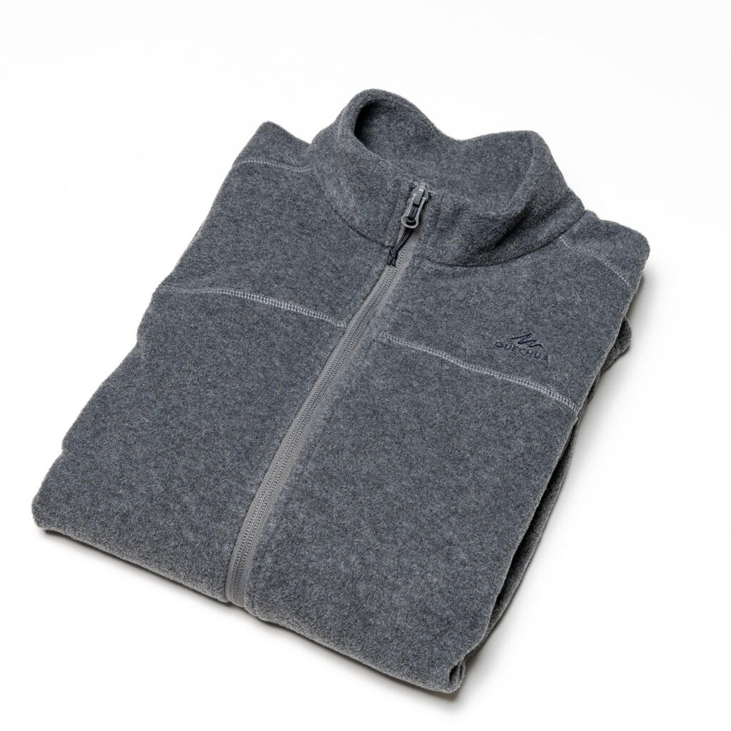 Men's Mountain Walking Full-zip Fleece MH100 - Grey
