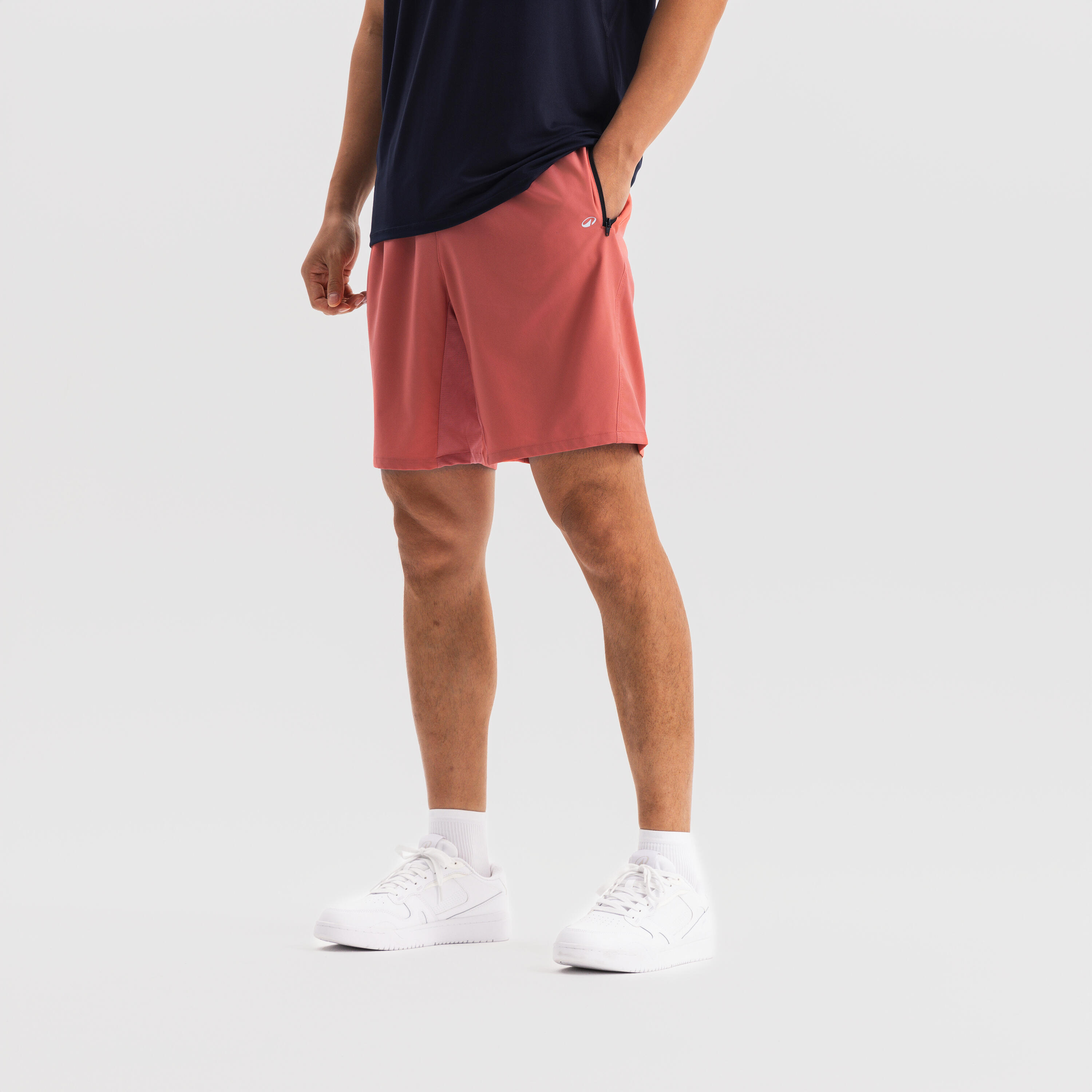 Men Gym Shorts Stretchable, Quick Dry with Zip Pockets - Pomelo Pink