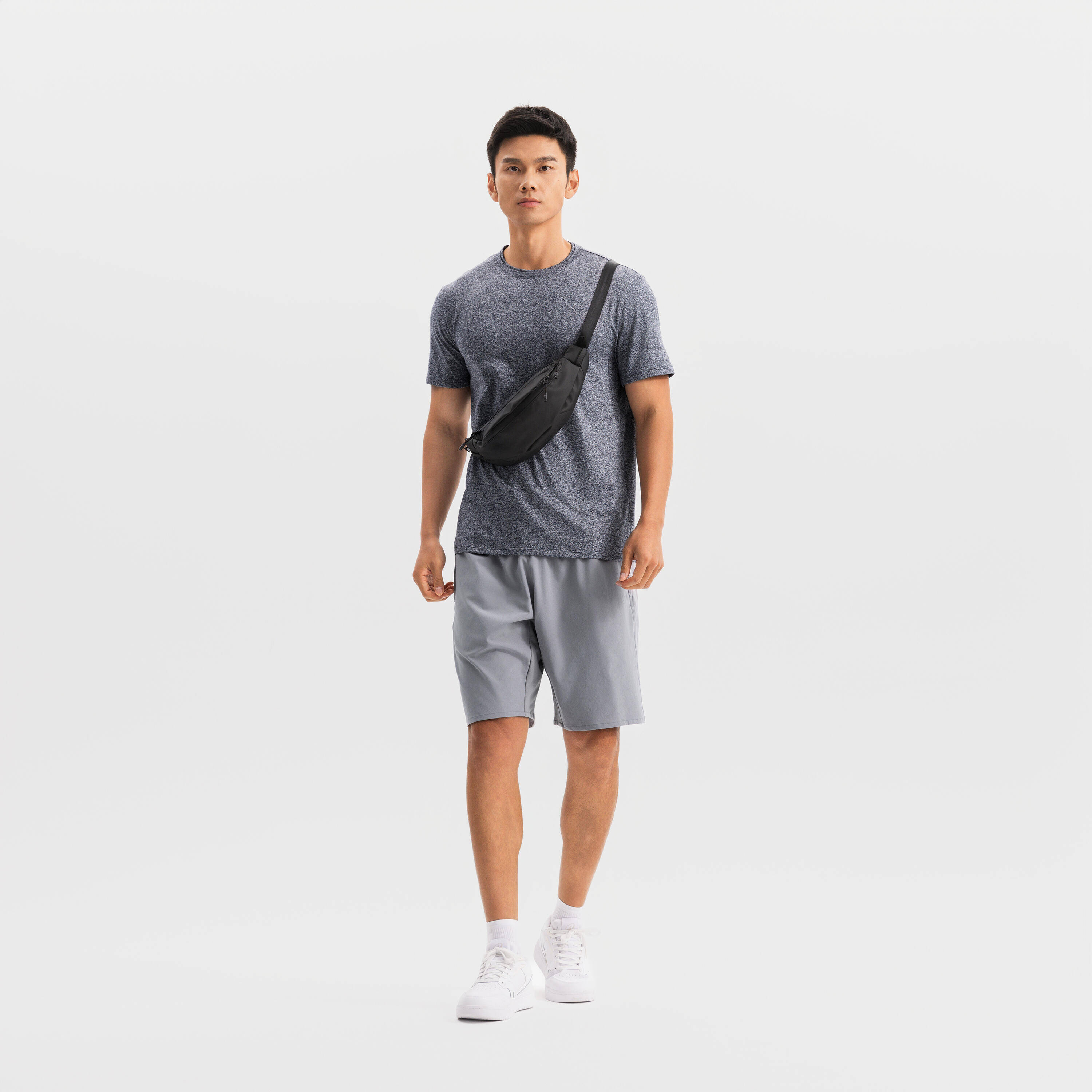 Men Fitness Cardio Training Shorts, Quick Dry, Regular Fit, 500  - Flint Grey -  5