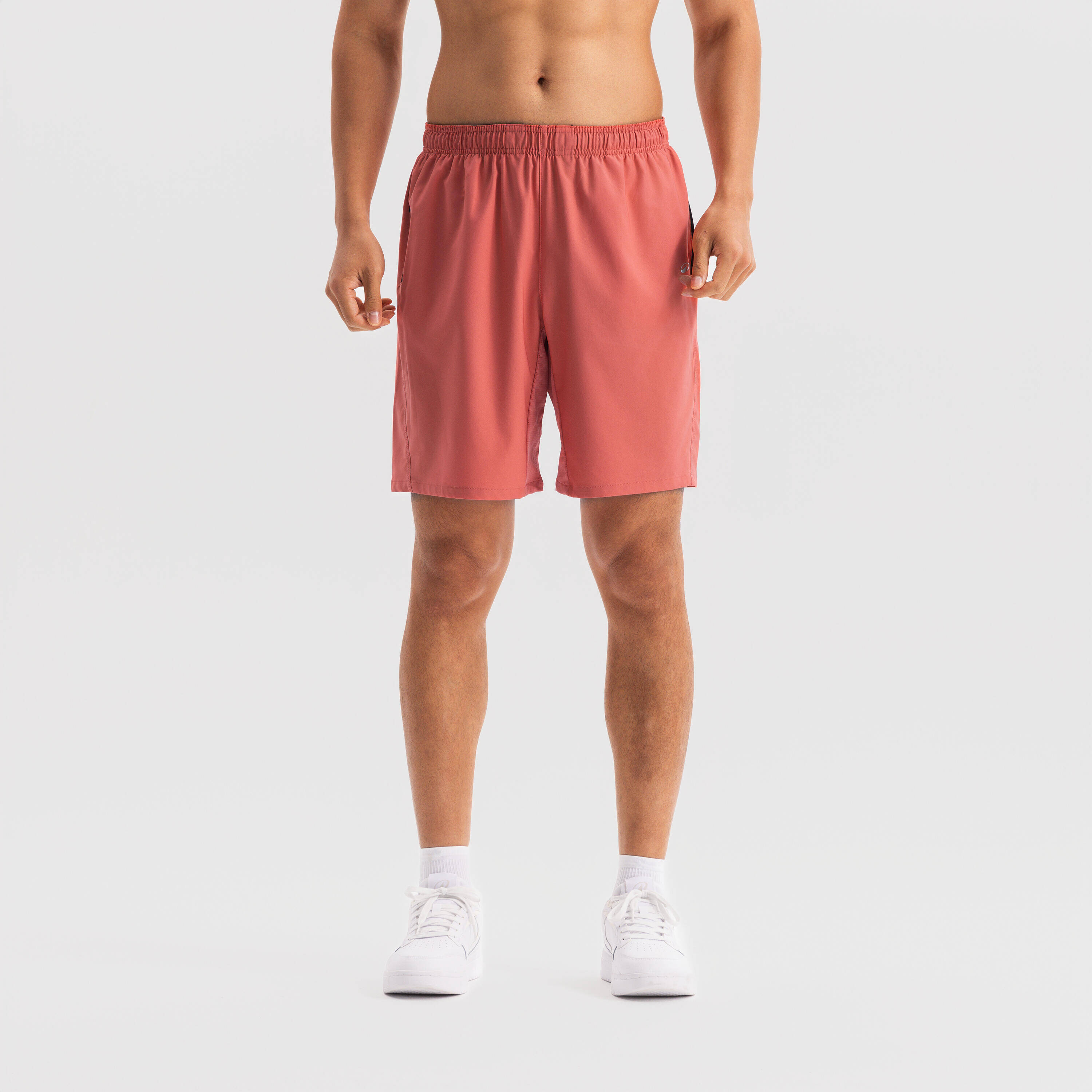 Men Gym Shorts Stretchable, Quick Dry with Zip Pockets - Pomelo Pink -  1