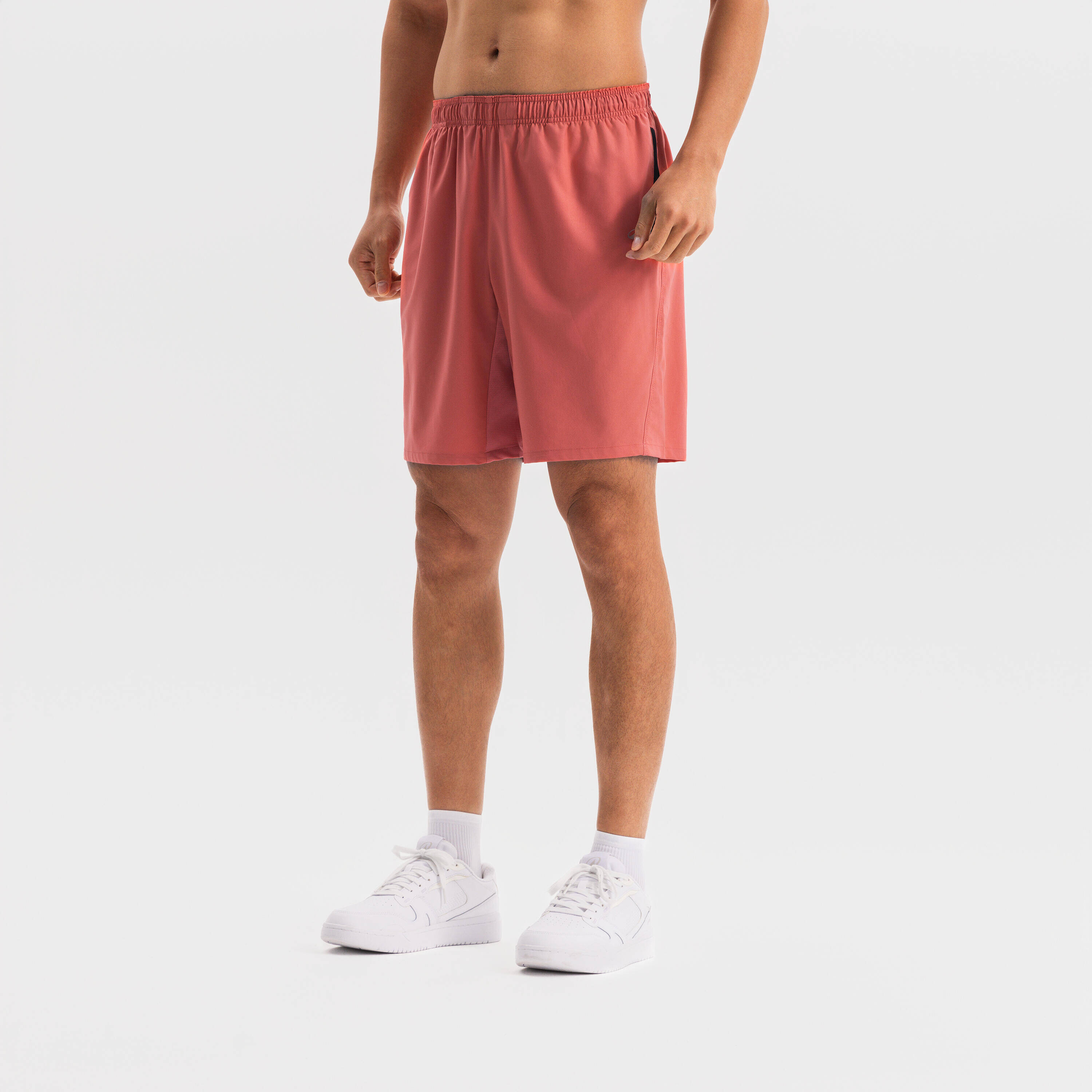 Men Gym Shorts Stretchable, Quick Dry with Zip Pockets - Pomelo Pink -  2