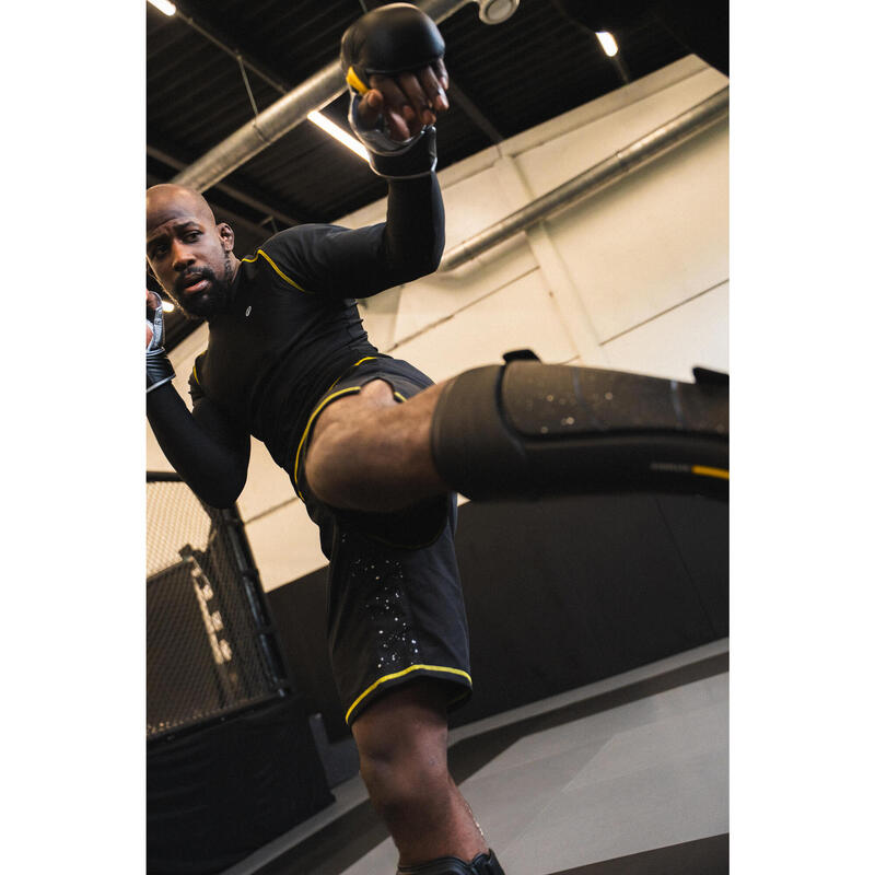 Bluză Rashguard pentru MMA și grappling Negru-Galben Bărbați