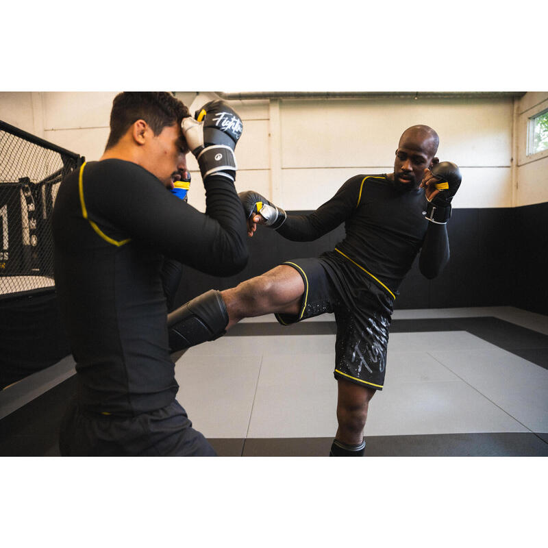 Bluză Rashguard pentru MMA și grappling Negru-Galben Bărbați