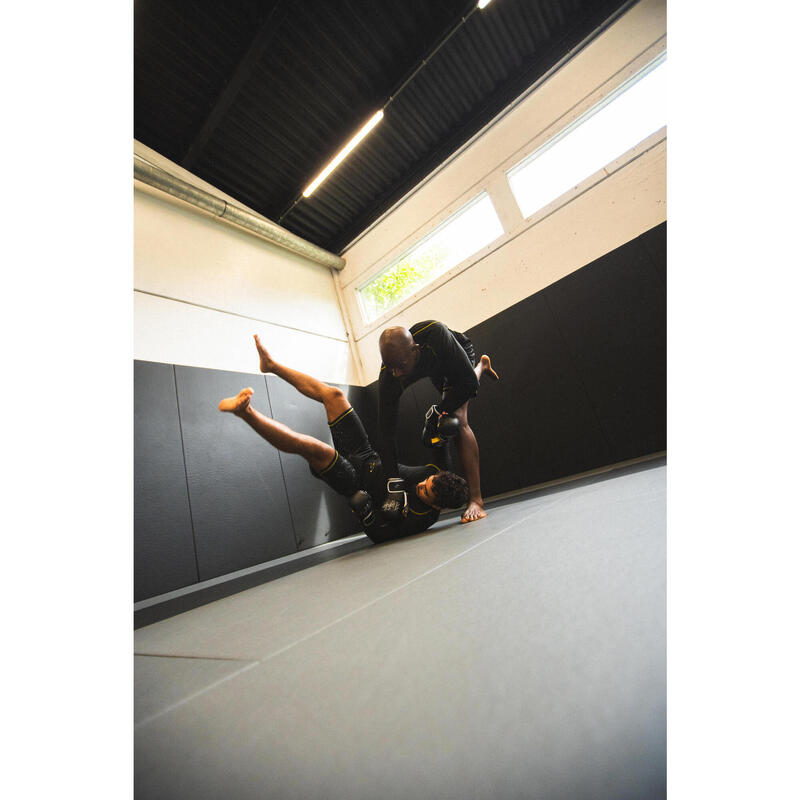 Bluză Rashguard pentru MMA și grappling Negru-Galben Bărbați