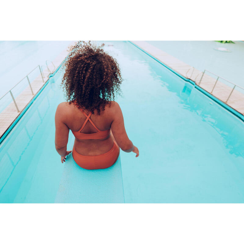 Haut de maillot de bain brassière texturée natation Femme - Lila simy terracotta