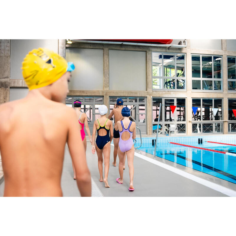 Maillot de bain 1 pièce natation Fille - 500 Olga mauve