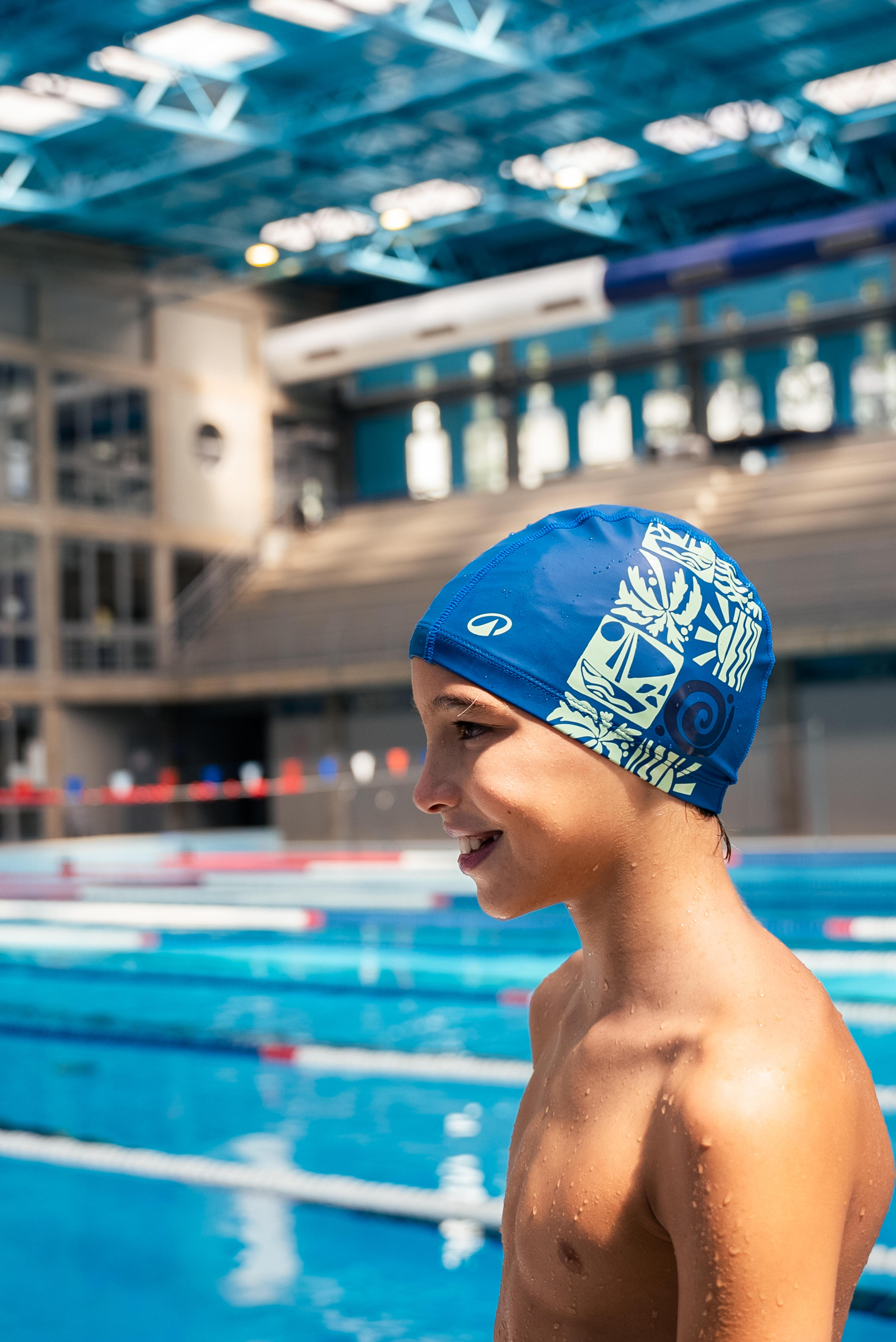 Bonnet de bain tissu enduit taille M - atao bleu 4/4