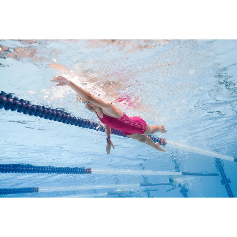Maillot de bain 1 pièce shorty natation Fille - 100 Vega ataa pink